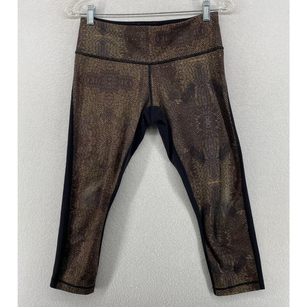 LULULEMON Leggings 6 Wunder Under Crop II Full On Luon Yoga Gym Stretch Brown - Picture 1 of 9